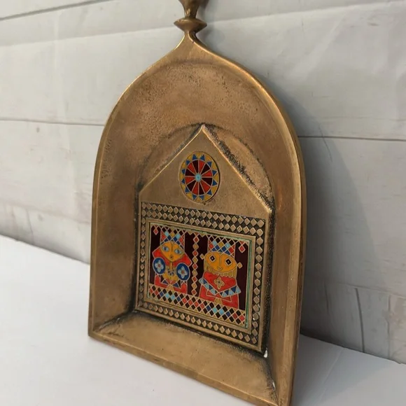 Vintage MCM Brass & Enamel Wall Plaque Elado Horvath Kinga
